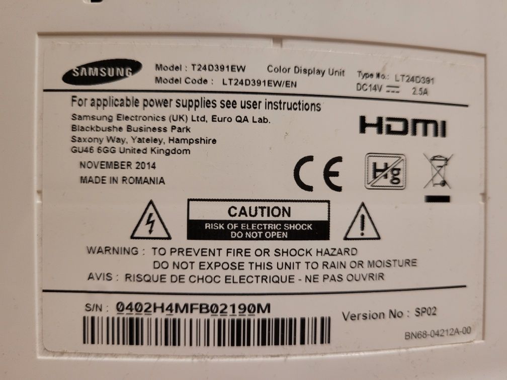 Samsung LT24D391EW/EN biały monitor telewizor 24cale