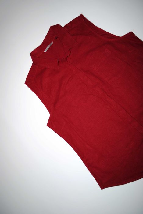 Рубашка лен льняная бордовая без рукавов M&S майка блуза Германия