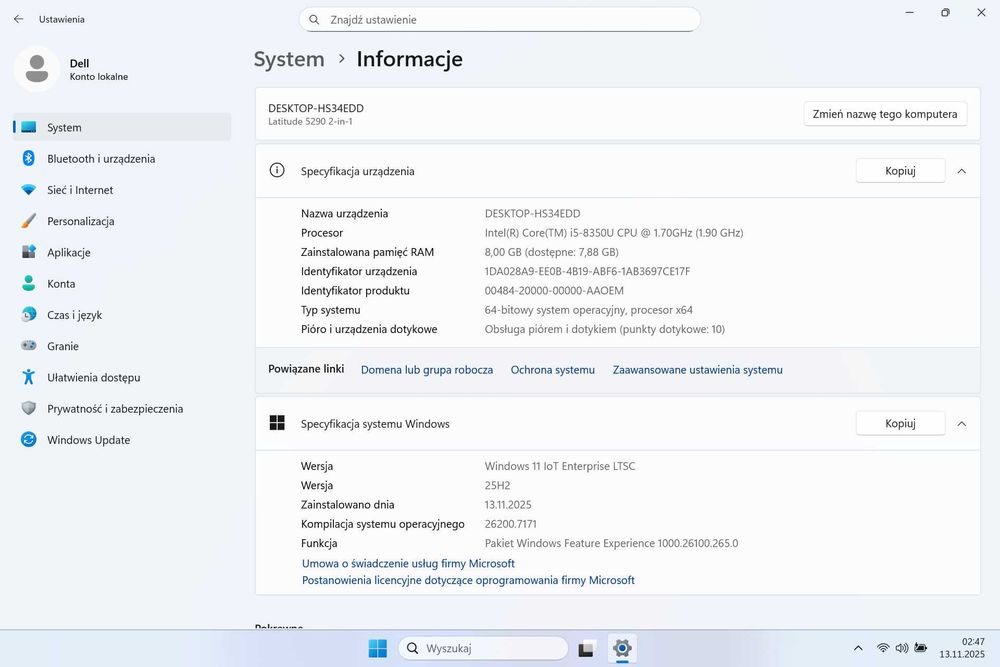 Dell Latitude 5290 2in1  i5-8350U RAM 8GB LTE  Wygląd jak Nowy