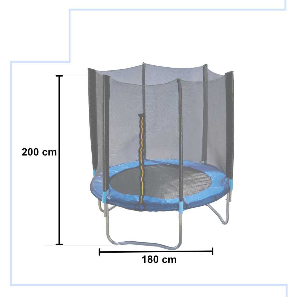 Trampolina ogrodowa 180x200 cm do 200kg z siatką ZAMYKANA dla dzieci