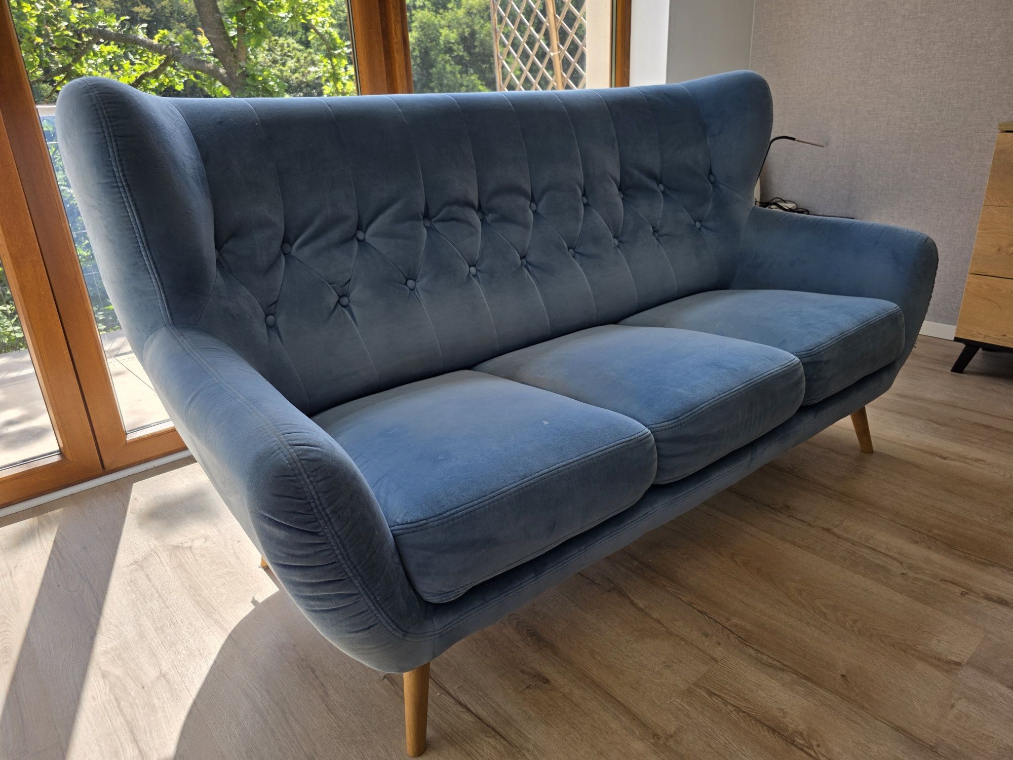Sofa 3 osobowa Voss niebieska Welur PILNE