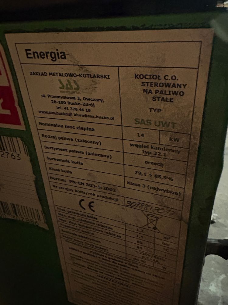 Sprzedam piec węglowy SAS 14kW