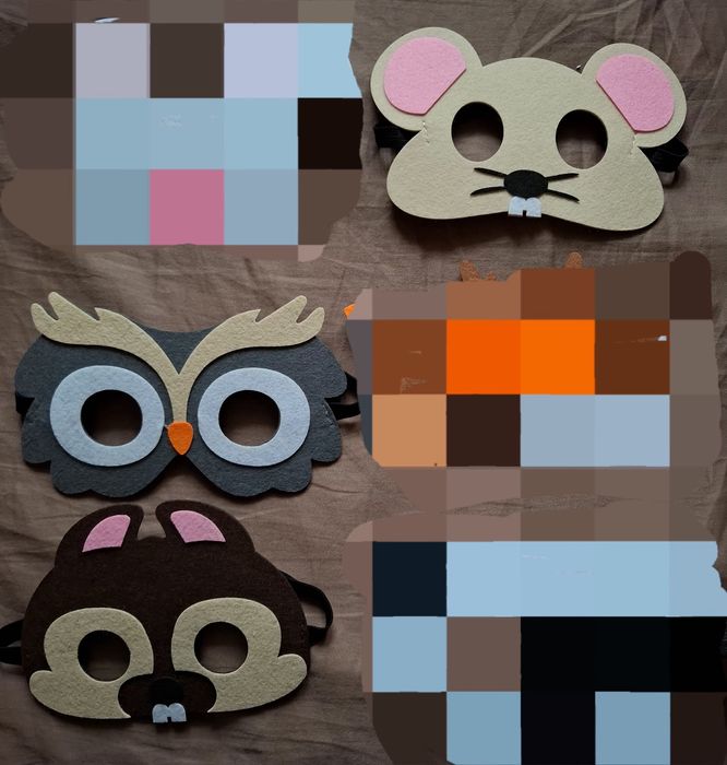 Маска. Мишка. Сова. Борсук. Садочок
Фетр. На резинці.
На