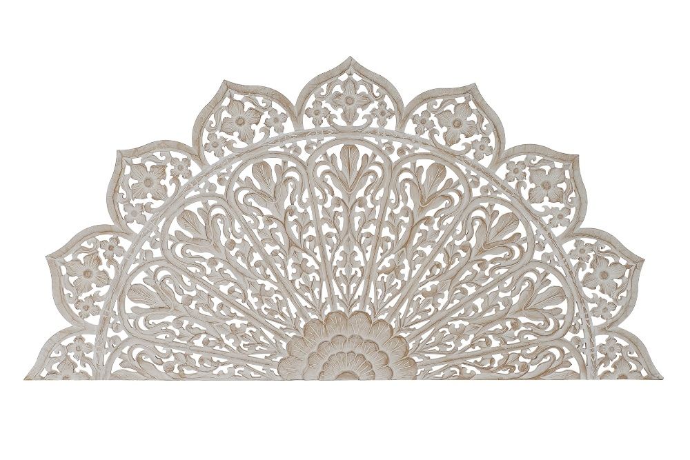 Cabeceira de Cama Mandala Leque Bege Decapé  - 180x90cm By Arcoazul