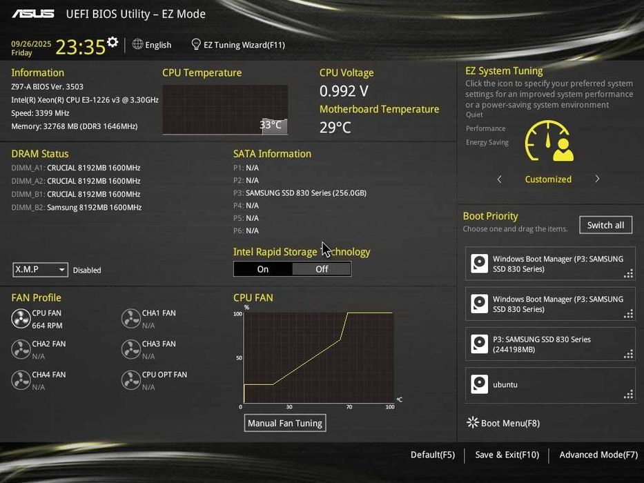 8GB DDR3-1600Mhz   Crucial/Samsung
