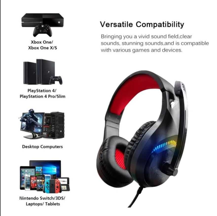 SŁUCHAWKI gamingowe przewodowe RGB z mikrofonem Jedel-Gaming s838