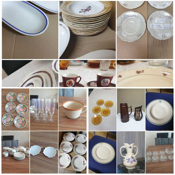 ROZNE porcelana talerze prl antyki chodziez cmielow lubiana kryształy
