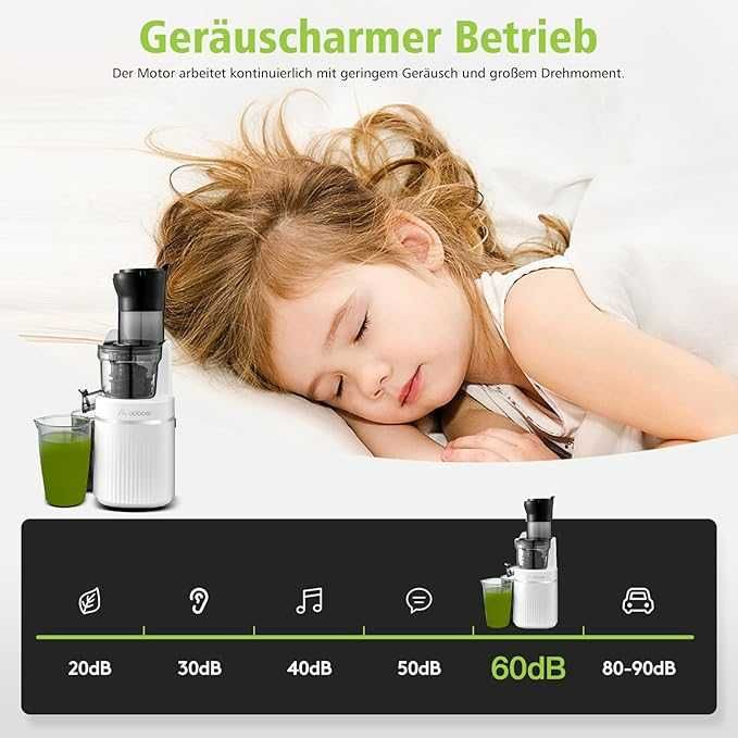 Wyciskarka wolnoobrotowa 80mm AOBOSI Slow Juicer 200W BPA Free SJ-022