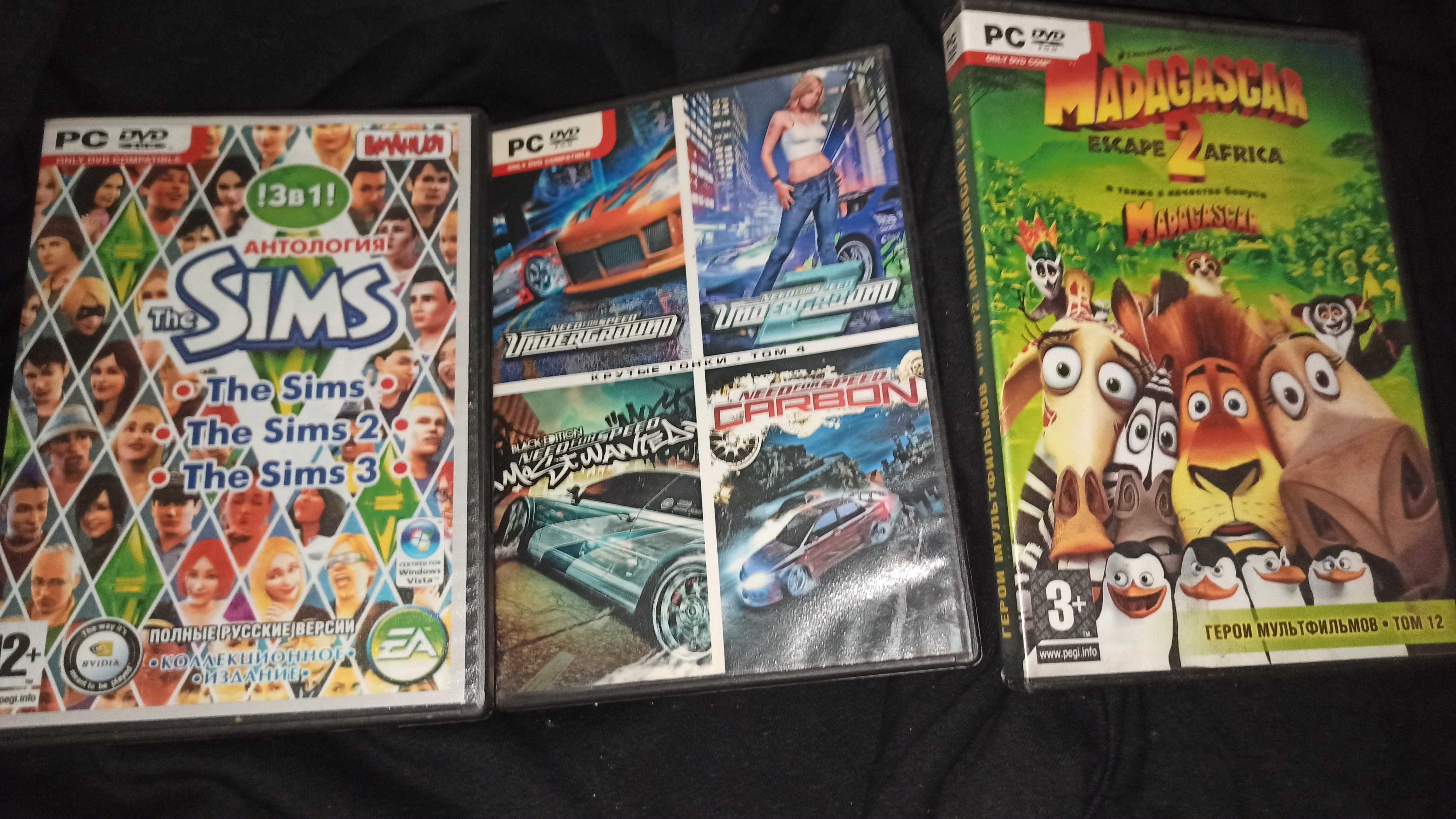 Комплект DVD дисков с кучей игр , Sims , Madagaskar , Need for Speed