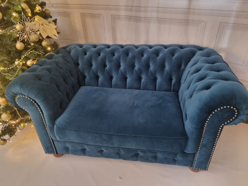 Sofa+fotel Chester chesterfield zieleń