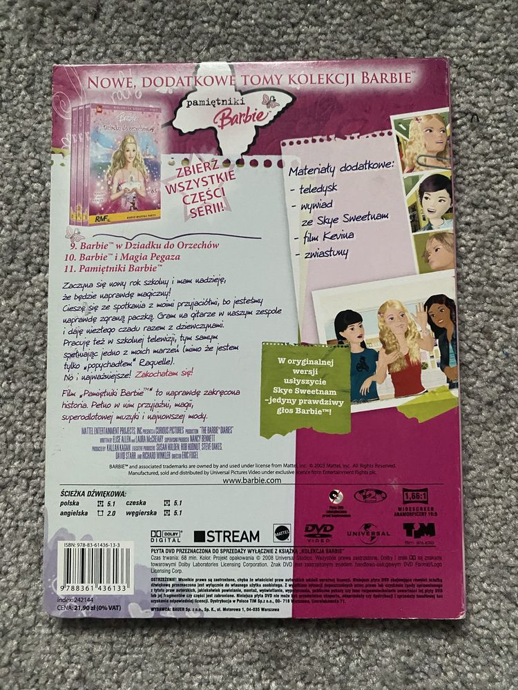 Film DVD i książka pamiętniki Barbie tom 11