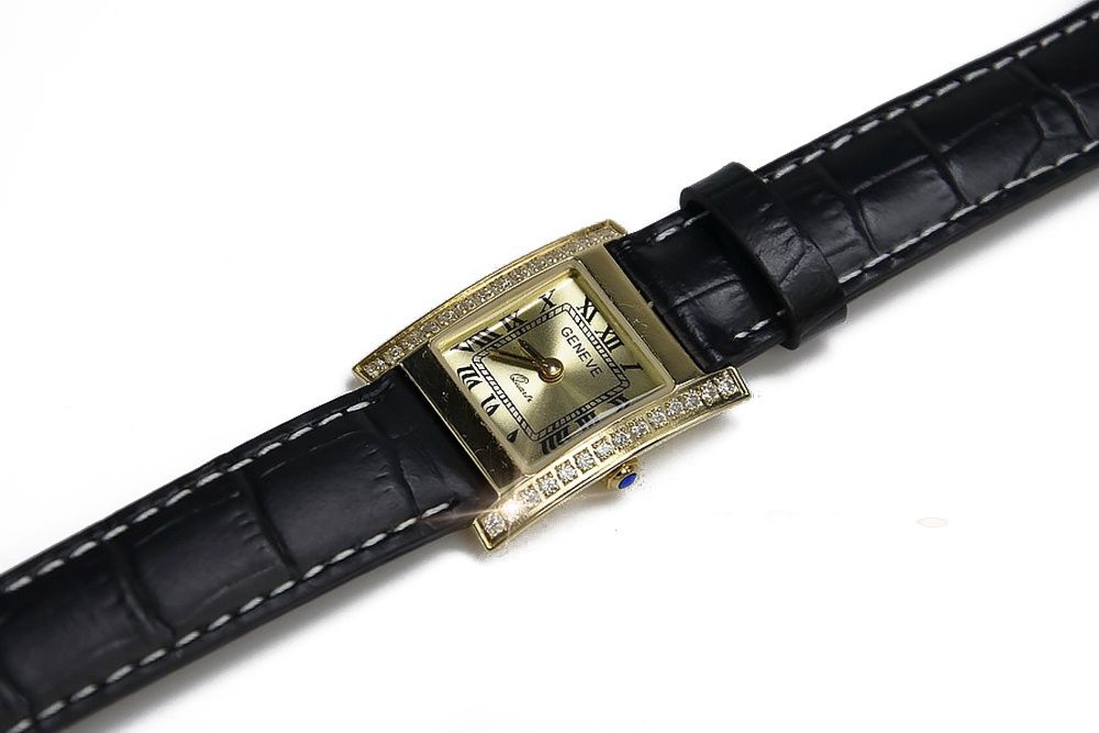 Złoty zegarek damski na pasku 14k 585 włoski Geneve lw035 WR