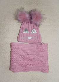 Комплект шапка хомут для девочки зимний