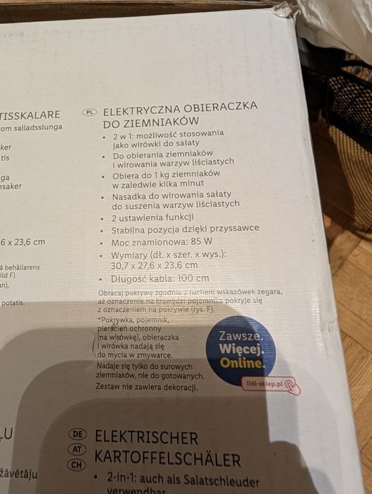 Elektryczna obieraczka do ziemniaków Silvercrest