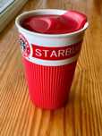 Керамічна Чашка з кришкою 400 мл Starbucks ( склянка Старбакс) червона
