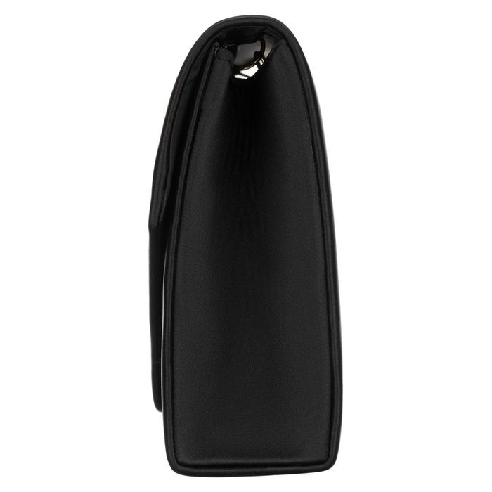 czarna kopertówka damska z tkaniny syntetycznej zamykana klipsem