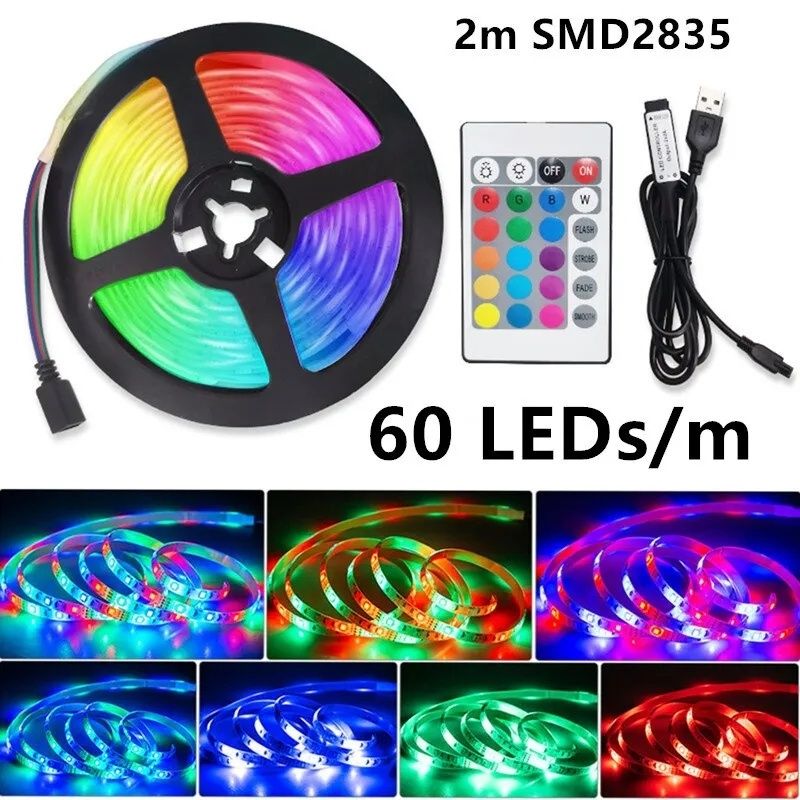 Светодиодная LED лента RGB 5в 2835 + пульт