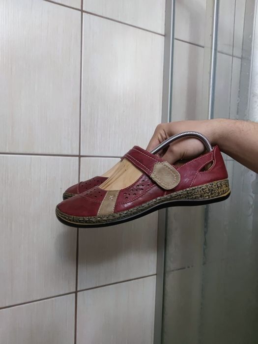 buty damskie 41 Chun Sen mokasyny na rzepy baleriny półbuty czerwone