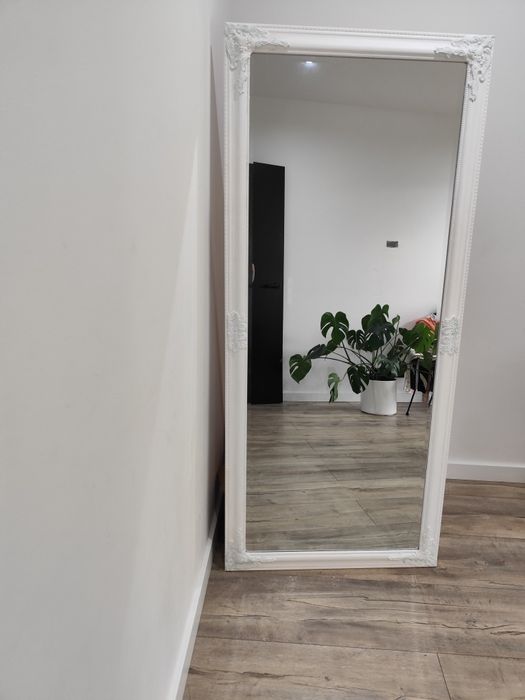Duże lustro 160x70 lustro wiszące białe zdobione