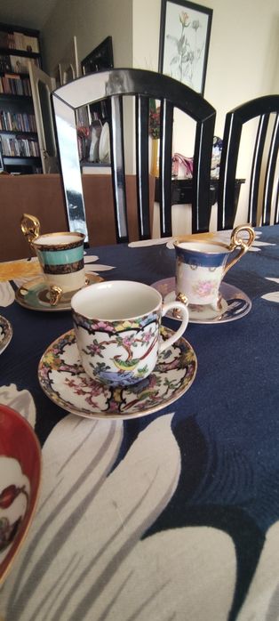 Conjunto de 6 chávenas com pires porcelana chinesa