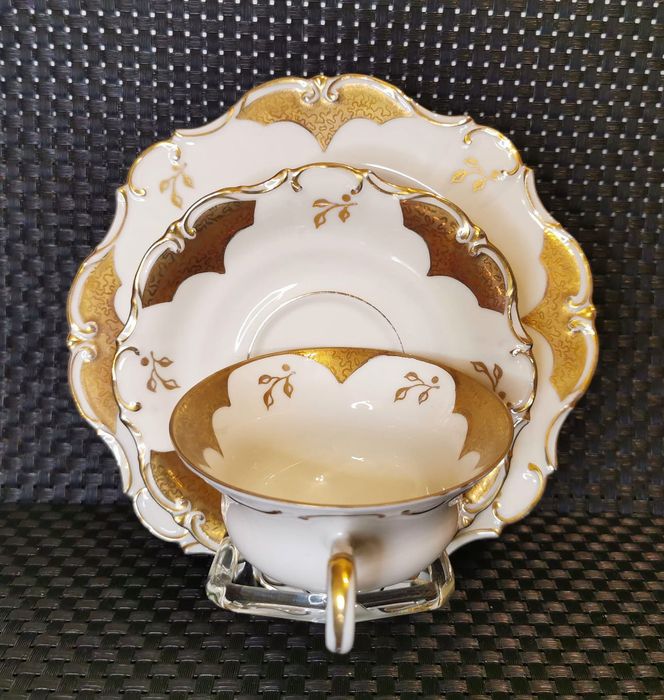 Porcelana Śląska TRIO TILLOVITZ Tułowice Złocona Unikat