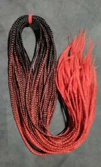 Set warkoczyki afrykańskie czarno czerwone ombre