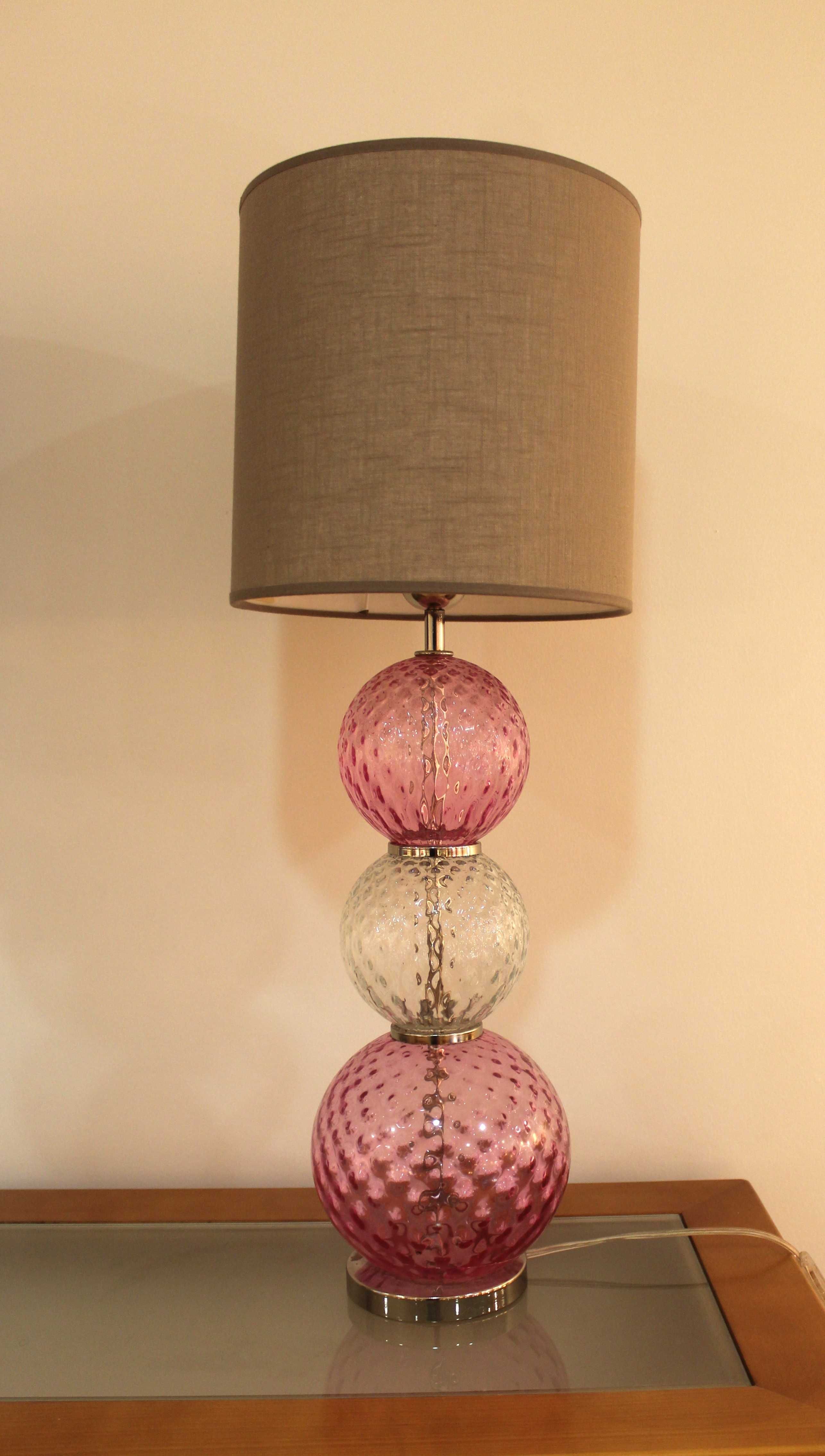 Candeeiro de mesa alto em Vidro | Rosa | Vidro da Marinha Grande