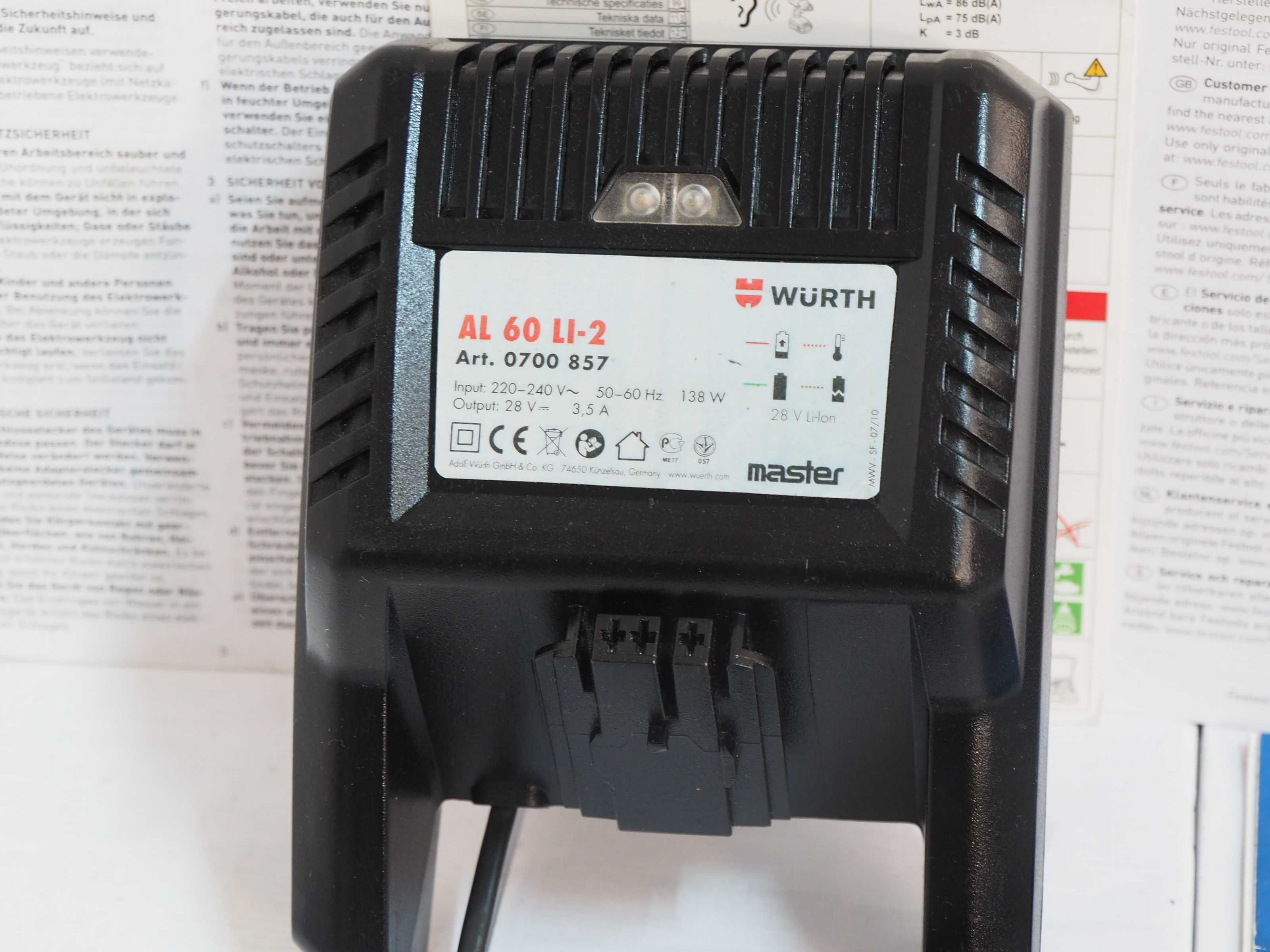 WURTH AL 60 LI 2 ladowarka 28v do bateria akumulatow m28 v28 zasilacz