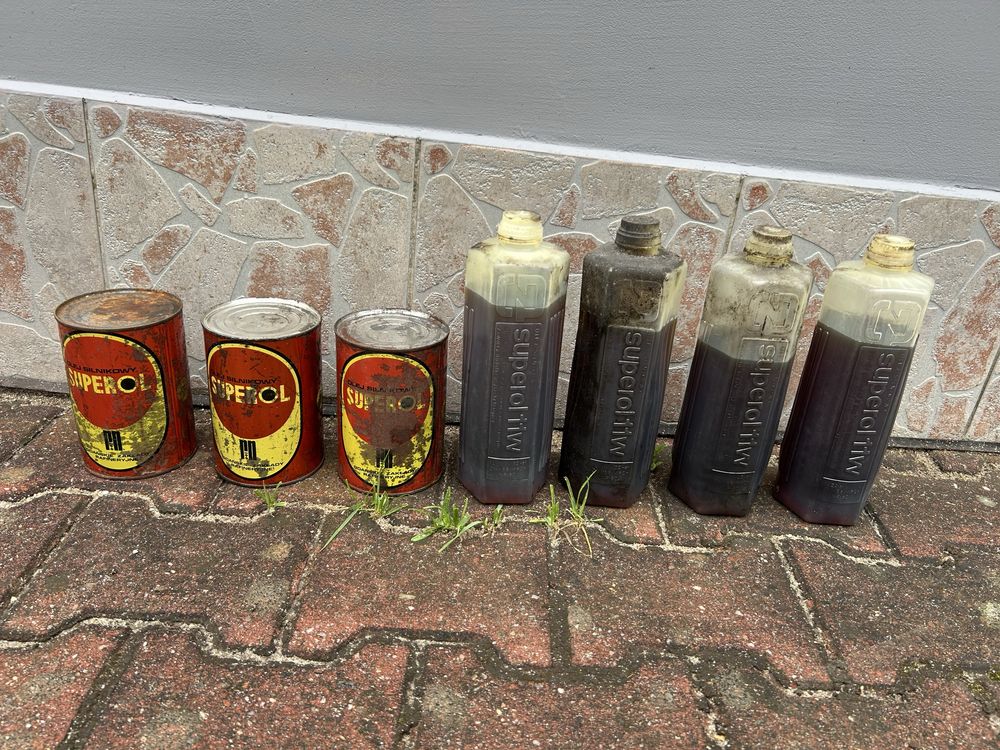 7 x 1L olej superol / superol 11W z PRL retro zabytek