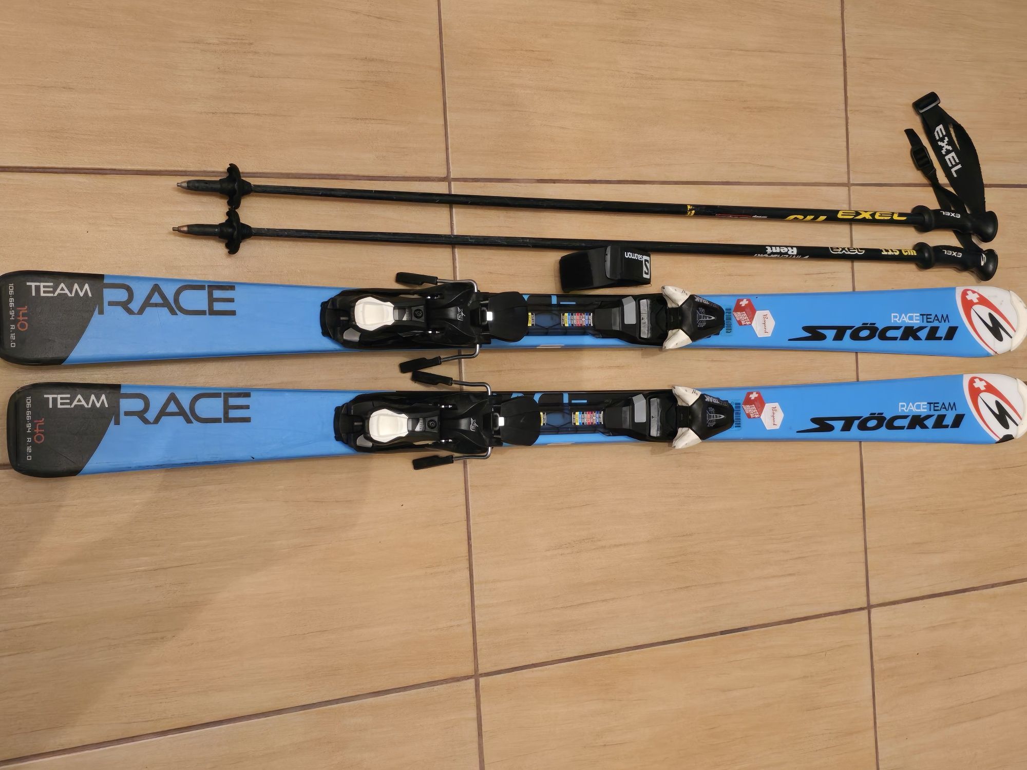 Sprzęt narciarski junior zestaw 140cm narty STOCKLI