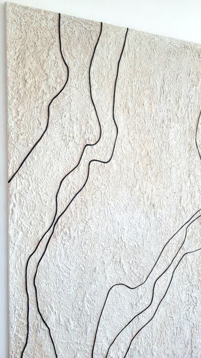 DUŻY Beżowy obraz minimalistyczny 120x160cm