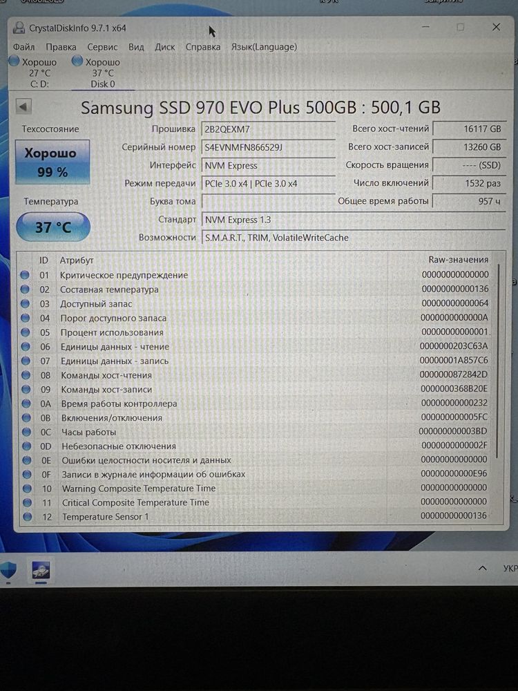 Ssd Samsung 970 Evo plus 500 gb
