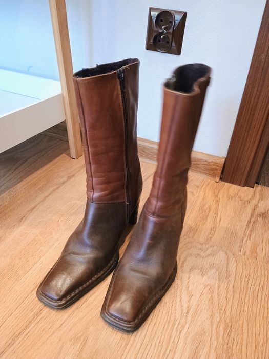 Brązowe skórzane botki JOSE SAENZ, Made in Spain, r. 37