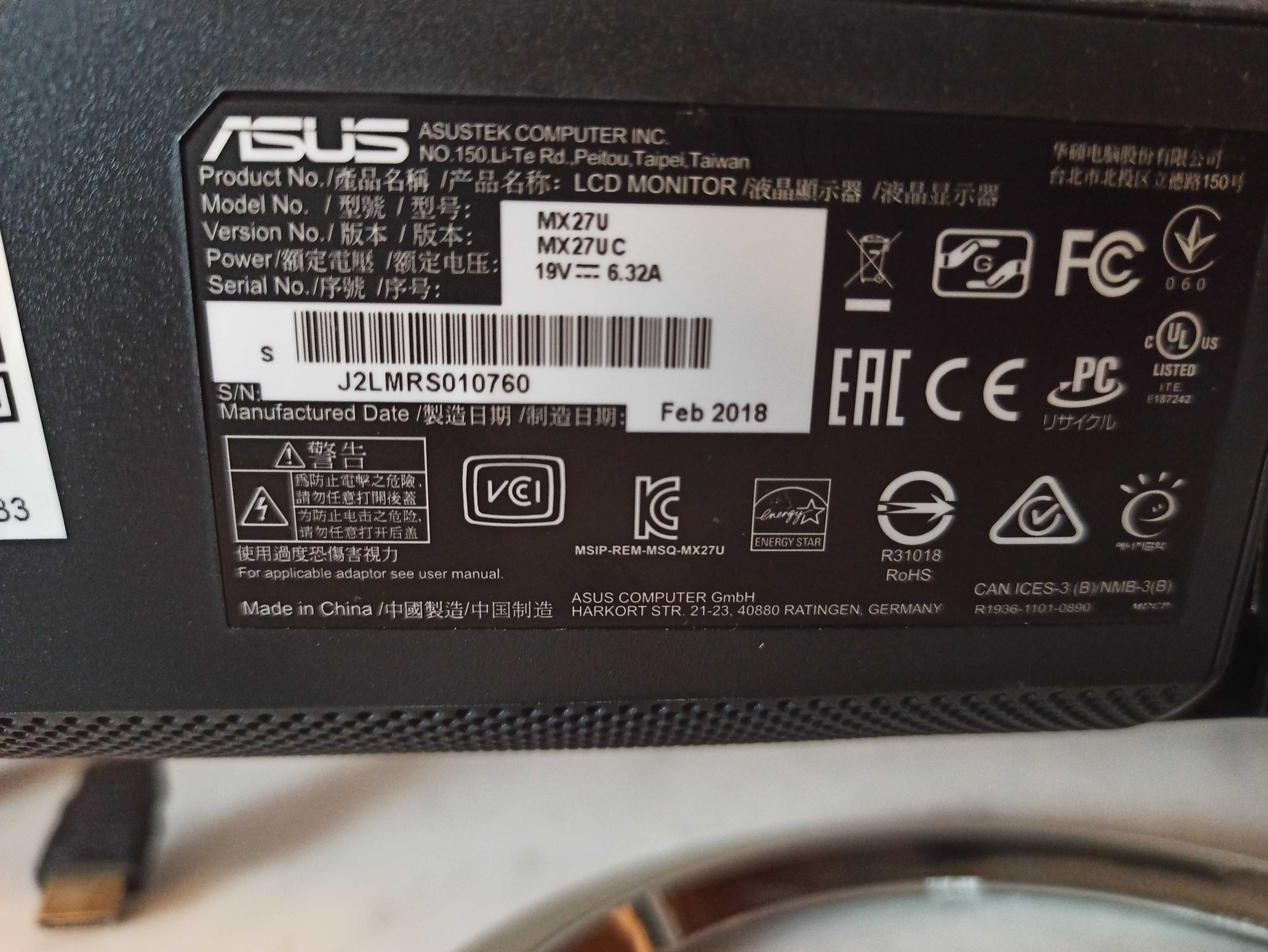 Monitor ASUS MX27U 4K USB-C