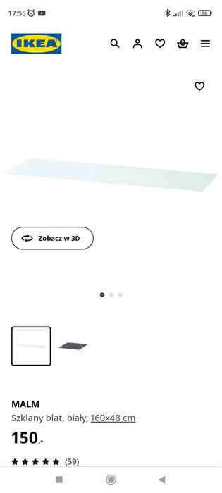 Szklany blat ikea malm