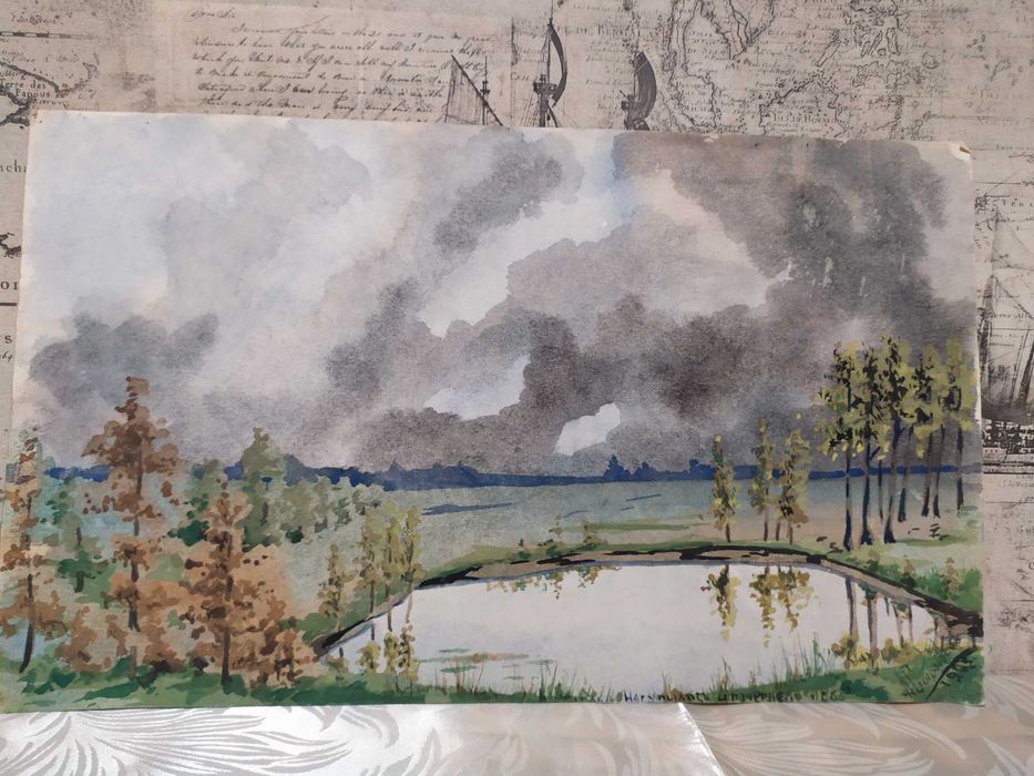 Картины времен СССР, акварель