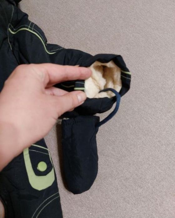 Комбінезон трансформер на овчині з капюшоном, царапками, пінетками на