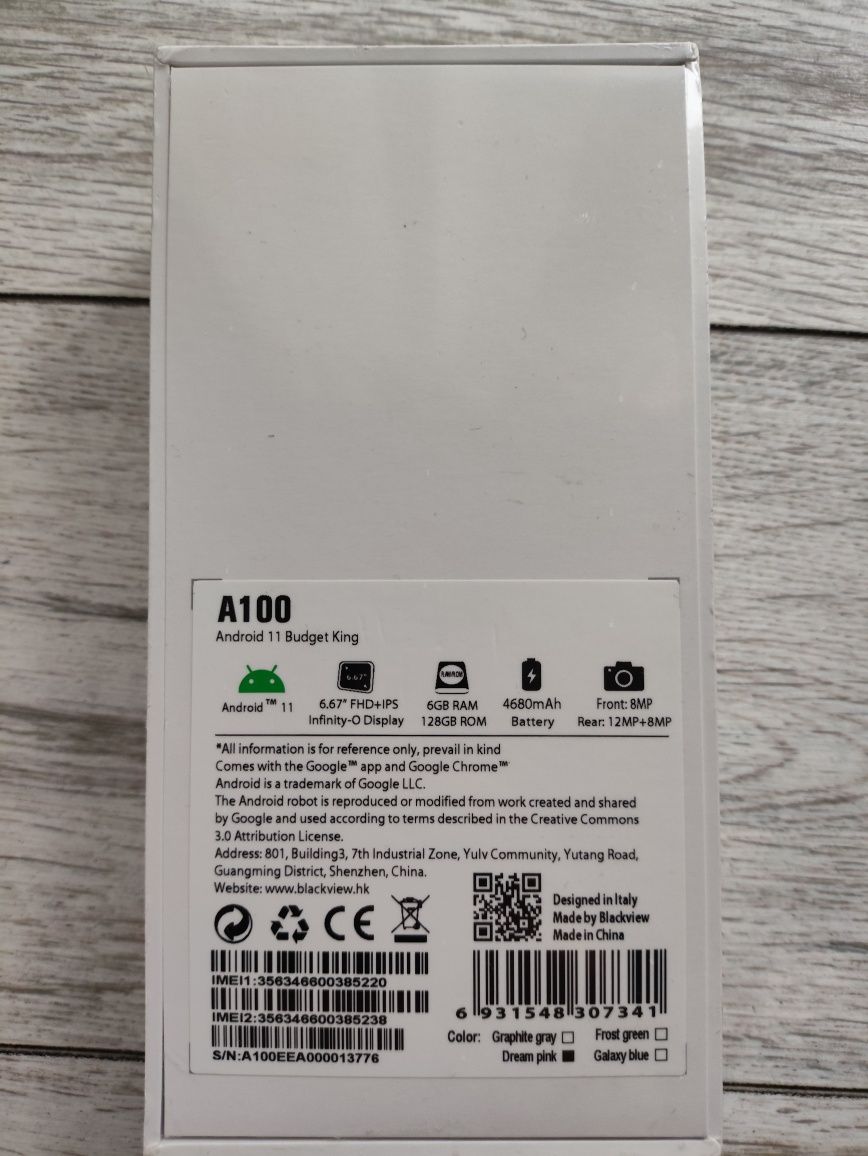 Smartfon Blackview A100 6gb ram 128gb Wyświetlacz 6,67