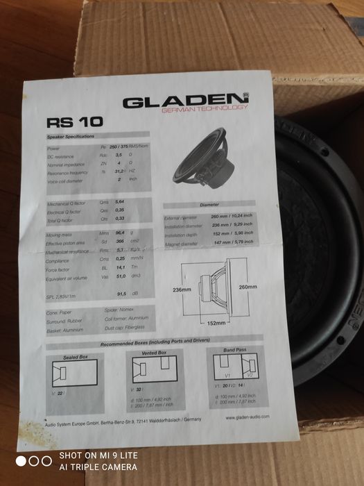 Сабвуфер Gladen RS 10