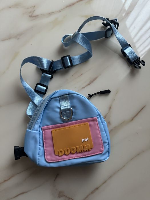 Szelki dla psa z plecakiem nowe niebieskie