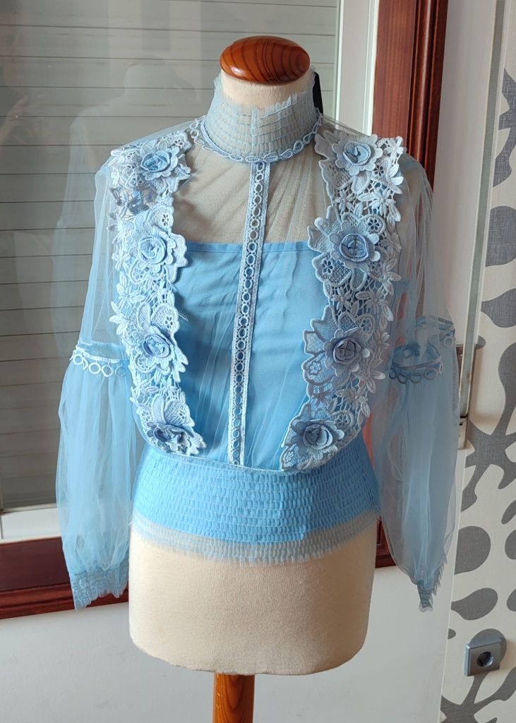 Blusas New Imperial, transparente com top interior - Novo

- Azul (40