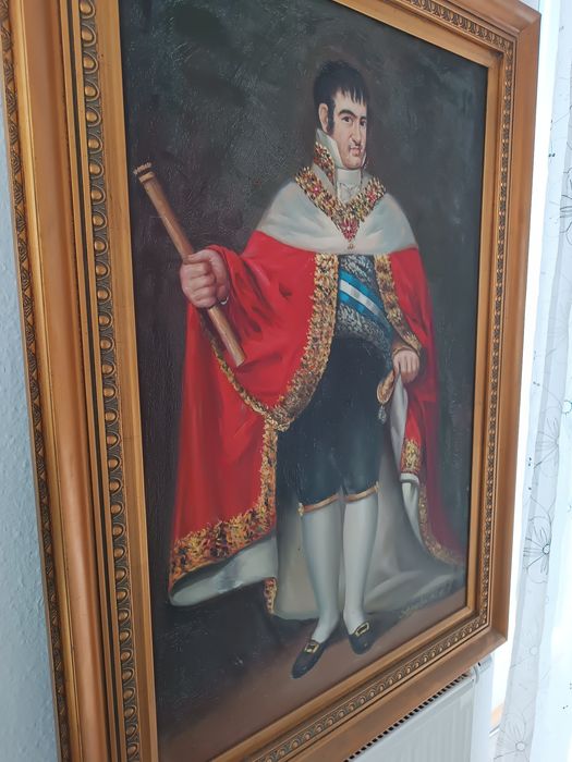 Duży Stary Obraz olejny  złota rama