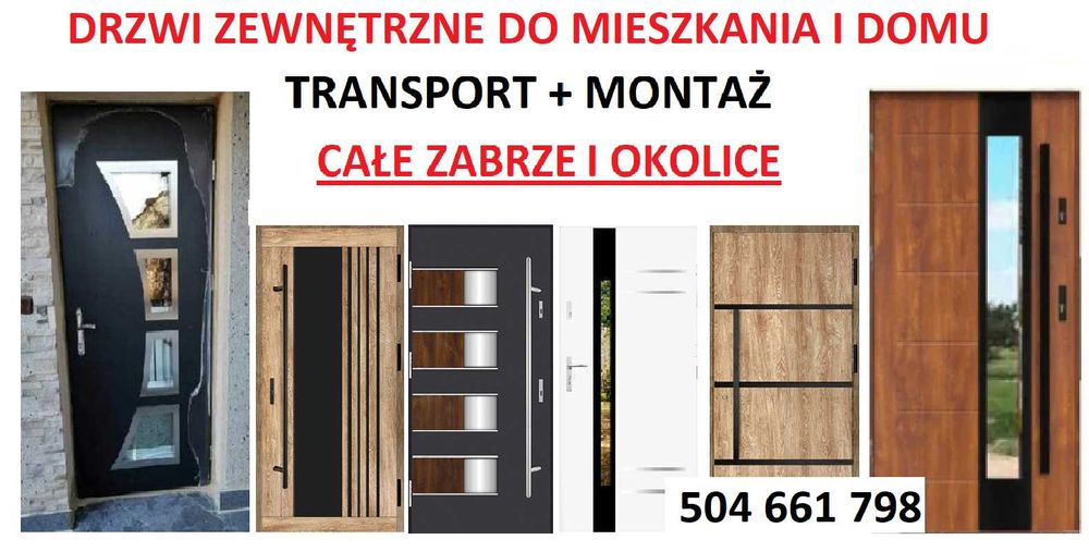 Drzwi zewnetrzne WEJŚCIOWE drewniane-metalowe do mieszkania z montażem