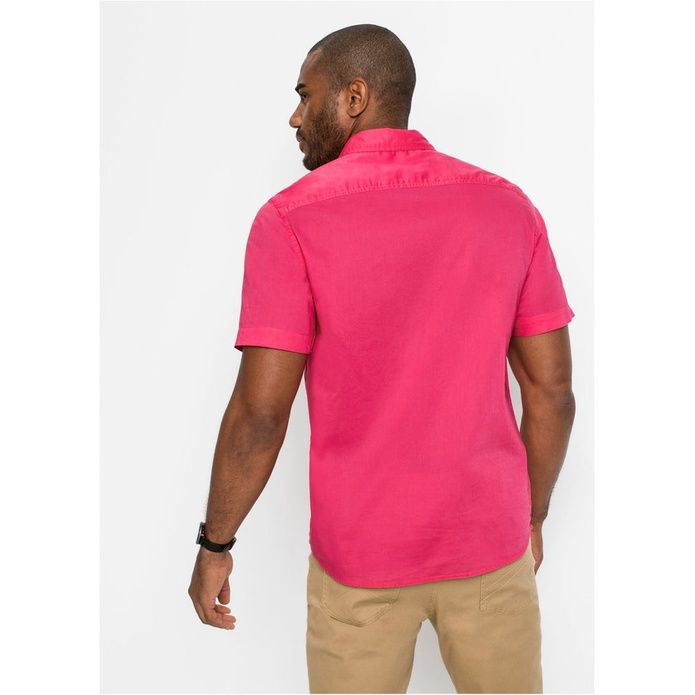 Bonprix różowa koszula bawełniana kieszonki krótki rękaw guziki 39-40