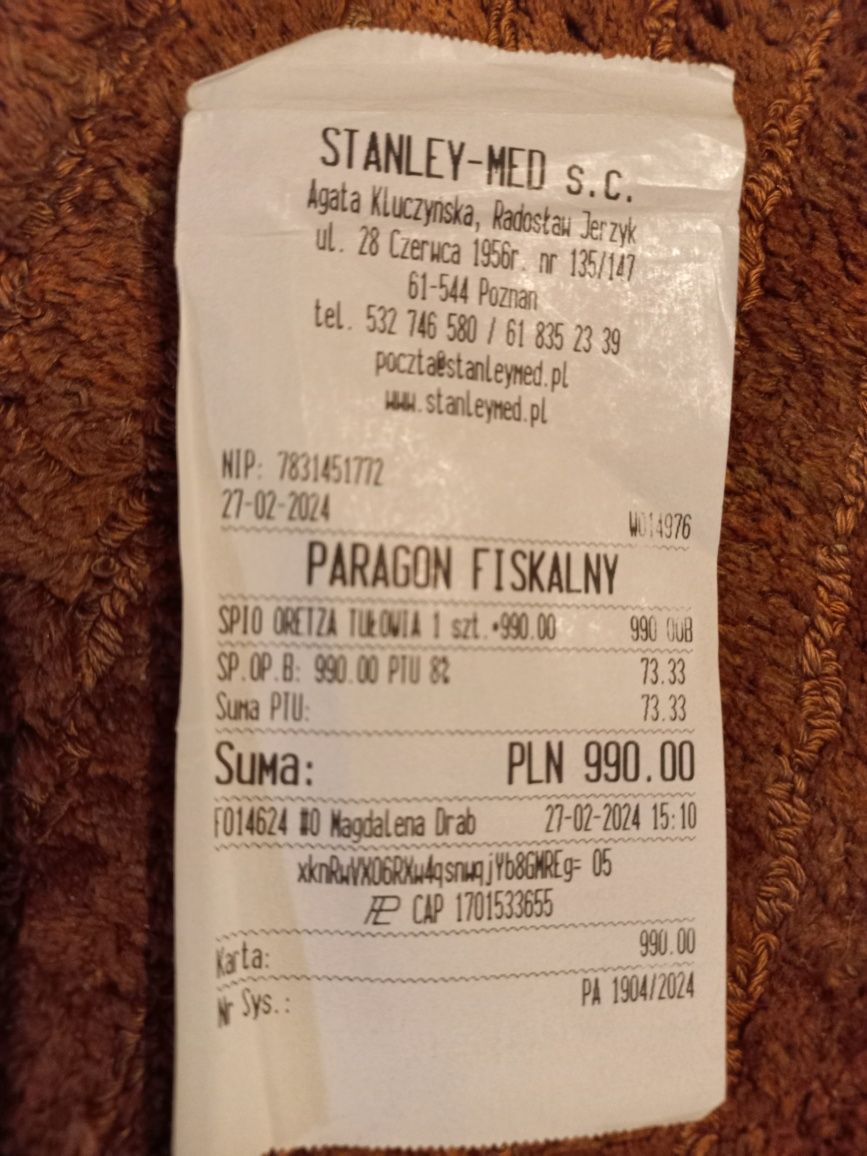 Orteza spio z długim rękawem S57 koszulka kompresyjna uciskowa