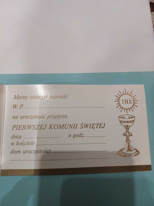 Zaproszenia na I komunię świętą 5 sztuk, nowe