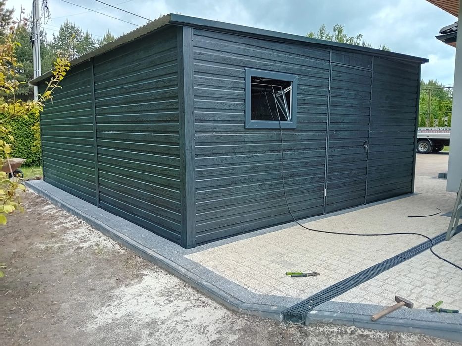 Garaż jednostanowiskowy 6x5 m - Dach jednospadowy, Brama segmentowa, G