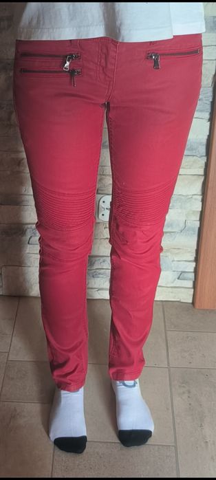 Czerwone spodnie biodrówki Stradivarius rozmiar S