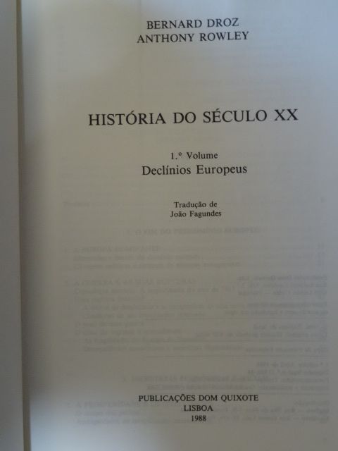 História do Século XX de Bérnard Droz - 4 Volumes