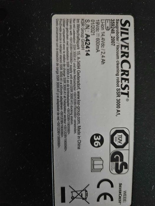 Robot sprzątający silvercrest  ssr 3000 a1